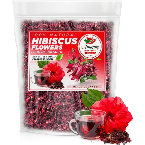 Hibiscus Flowers 1lb (16oz) Premium, All Natural, Triple Cleaned