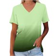 thumbnail image 2 of YUNAFFT Summer 2024 New StyleWomen's V-neck short sleeved Gradient color Tops Girls sports T-shirt Easter, 2 of 6