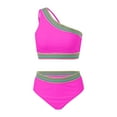 thumbnail image 4 of Women High Waisted Bikini Set One Shoulder Two Piece Swimsuits Color Block Bathing Suits With Swimwear Bottom Junior Bathing Suits One Pi3ce Swimsuit Swimwear Women Shorts Long Board Shorts Women's, 4 of 5