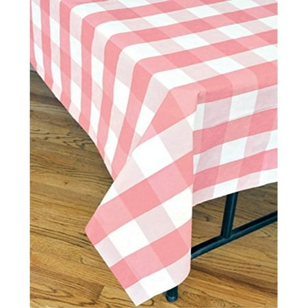 Tear Resistant Paper Havercamp Pink and White Disposable Plaid Tablecloth (108