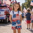 thumbnail image 2 of CAIVO Girls Boys Independence Day Print Denim Overalls Adjustable Strap Shorts Patriotic Summer Casual Pants Overalls Shorts Pocket Adjustable Strap Romper Clothes 1776-2026, 2 of 4