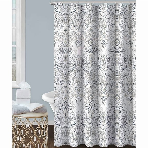 Homewear Medallion Cotton Duck Shower Curtain with Buttonhole Top