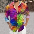 thumbnail image 2 of JLFKNG Summer Shirts For Men Long Sleeve Shirts For Men Colorful Carnival Style Printed Sequins Button Down Shirt Top Breatahble Slim Fit Comfy Summer Clothes, 2 of 5
