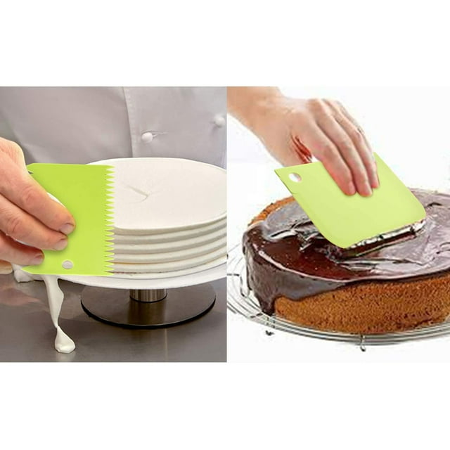 Kit de raspador para tazón de masa, raspadores de plástico multiusos para pasteles, raspadores de dientes rectos y curvos