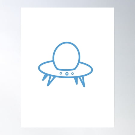 Blue Space Ship Poster Wall Art, Modern Wall Decor For Living Room Bedroom, 24x36 UNFRAMED