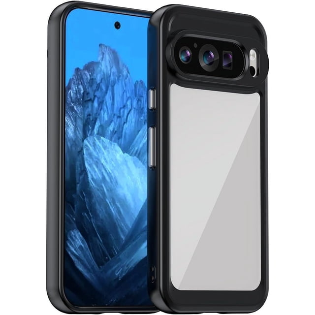 KOMI Case for Google Pixel 9,Google Pixel 9 Pro Case,Transparent TPU+PC Acrylic Protective Military Grade Armor Heavy Duty Protection Phone Case for Google Pixel 9/9 Pro 5G, 2024 (Black)