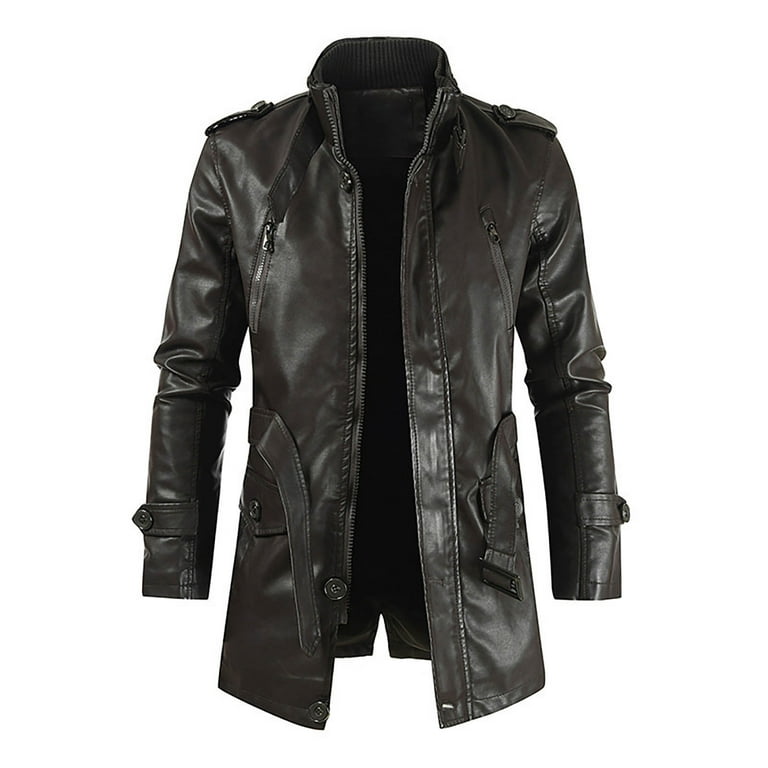 Men's Leather Jacket Fall Winter Thick Leather Lined Jackets