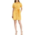 thumbnail image 2 of INSPIRE CHIC Women's Collared Short Sleeve Safari Pocket Belt Button up Shirt Dress, 2 of 7