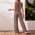 thumbnail image 4 of Lumtrix Women'S 2 Piece Outfits Linen Sleeveless Blazer Vest Dressy Casual Sets Wide Leg Pants Suits Summer Office Work Outfits Coffee L, 4 of 5