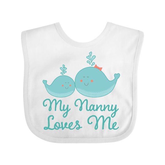 Inktastic Nanny Loves Me Grandchild Whale Boys or Girls Baby Bib