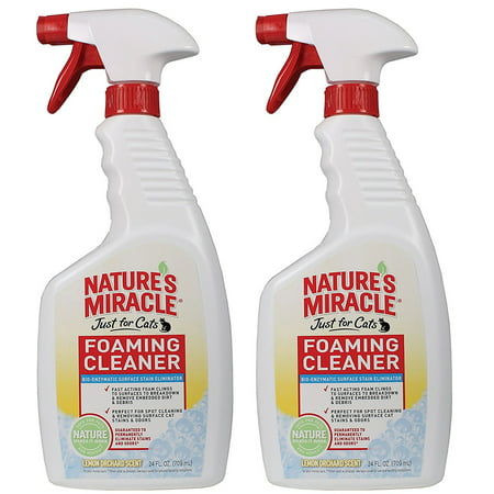 2pk Nature’s Miracle 24oz Foaming Cleaner Spray Bottle Of Pet Pee Stain & Odor Remover, Safe & Natural For Cat & Dog Urine, Feces & Vomit On Carpeting, Clothes & (Best Carpet Stain Remover For Dog Urine)