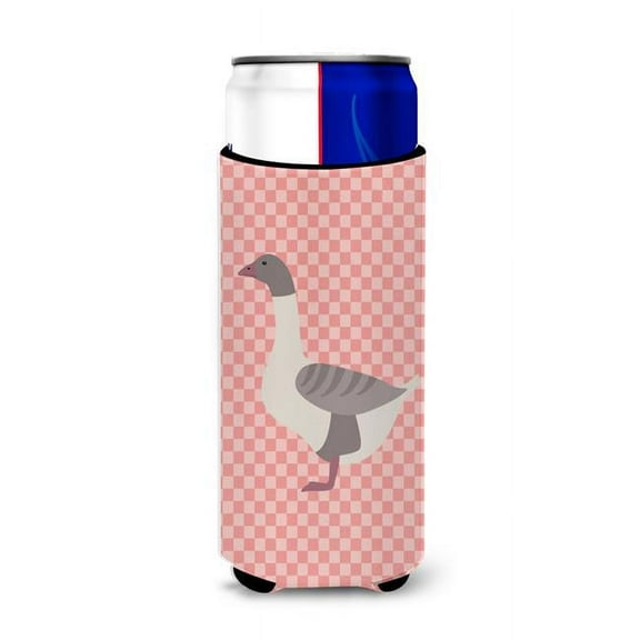 Carolines Treasures BB7901MUK Buff Grey Back Goose Pink Check Michelob Ultra Hugger for Slim Cans