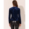 thumbnail image 3 of Camiseta casual de manga larga Allegra K terciopelo Azul oscuro XL, 3 of 4