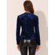 thumbnail image 3 of Camiseta casual de manga larga Allegra K terciopelo Azul oscuro XL, 3 of 4