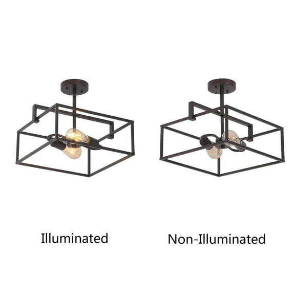 Chloe Lighting Nolan 2-Light Square Metal Semi Flush Ceiling Pendant in Bronze