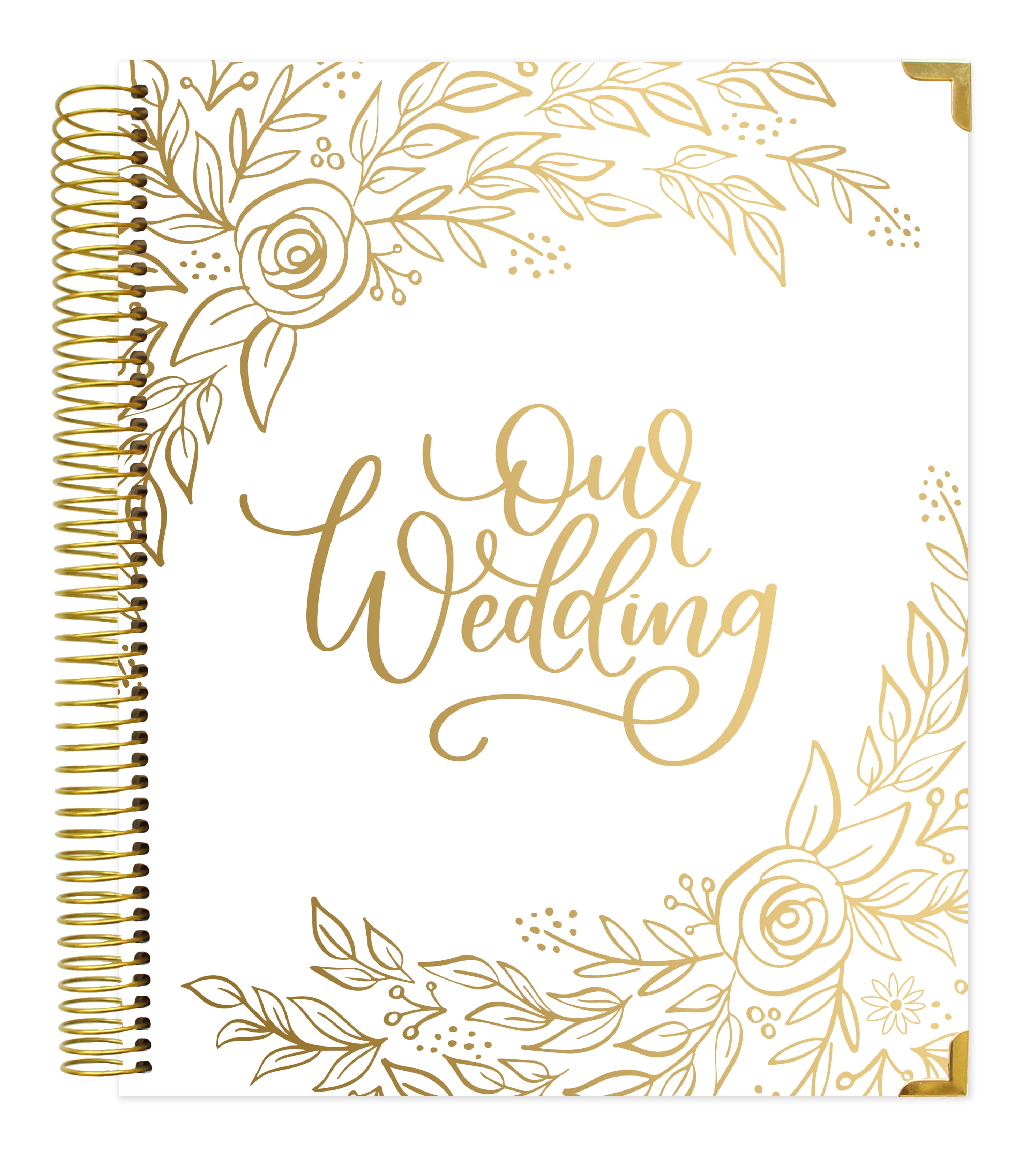 bloom daily planners Undated Wedding Planner and Organizer, Gold Floral, 9' x 11'