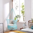 thumbnail image 2 of Costway Hanging Hammock Chair Cotton Rope Macrame Swing Indoor Outdoor Turquoise, 2 of 10