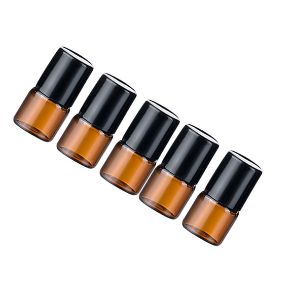 SEWCHICS 5Pcs Travel Size Dispensing Glass Bottles for Perfumes and Essential Oils Leak Proof