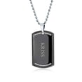 thumbnail image 4 of Bling Jewelry Mens CZ Edge Black Dog Tag Pendant Necklace for Men Stainless Steel 24" Bead Chain, 4 of 7