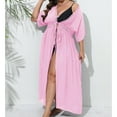 thumbnail image 6 of Lovskoo 2024 Swimsuit Coverup for Women Short Sleeve Bathing Suit Bikini Beach Tassels Loose Hollow Out Cover Up Coat Cardigan Pink Free Size, 6 of 7