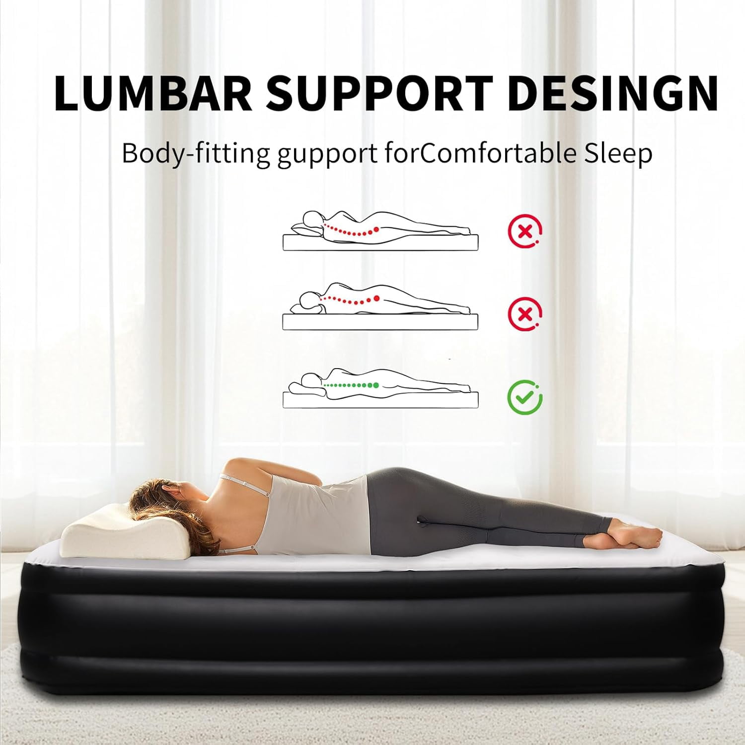 Air Mattress Queen with Built-in Pump, Upgraded 18 inch Raised Comfort Quick Inflatable Blow Up Bed with Carrying Bag,Camping Home & Guests,660LB Max