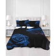 thumbnail image 3 of Blue Rose Twin Size Down Alternative Comforter, Lightweight Comforter Quilt Bedding Set with Pillow Shams Vintage Abstract Garden Flower Floral Black All Seasons Bed Comforter Duvet Insert 68"x86", 3 of 7