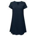 thumbnail image 3 of MELDVDIB Plus Size Women Summer Casual T-Shirt Dresses Loose Plain Tank V-Neckline Short Sleeve Straight Dress, Gift, 3 of 8