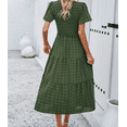 thumbnail image 4 of Women's Summer Casual High Waist Dresses V Neck Short Sleeve A Line polka dot Elegant Dress, 4 of 6