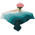 thumbnail image 2 of Teal Green Table Cloth Waterproof Tablecloths, Geometric Brown White Beach Waves Gradient Tablecloth Dining Table Cover for Kitchen Party Tabletop Outdoor, Square Tablecloth 54x54 Inch, 2 of 9