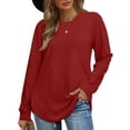 thumbnail image 4 of MITCOWBOY Tuniques pour Femmes, Chandails en Molleton à Col Rond Manches Longues Ourlet Incurvé Chandails en Molleton Sans Capuche, Hauts d'Automne pour Femmes Tendance Rouge 2TG Liquidation!, 4 of 4