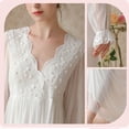thumbnail image 3 of Camisones para mujer, Camisones de mujer, camisón de gasa de manga larga con encaje para estar en casa, color blanco, 3 of 8