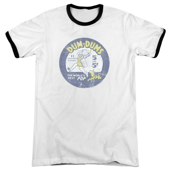 Dum Dums/Pop Parade Adult Ringer T-Shirt White/Black