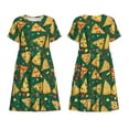 thumbnail image 3 of Bixox Robe d'Été à Manches Courtes pour Femmes Robe Ample Longueur Genou avec Poches-Pizza, 3 of 7