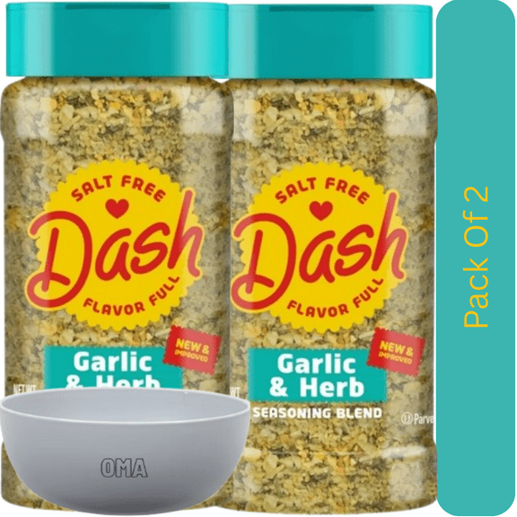 Mrs. Dash Garlic & Herb Seasoning Blend, All-Purpose Salt-Free Spice, 10 oz. With White Bowl By OMA