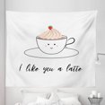 thumbnail image 1 of Drinking Sayings Tapestry, Smiling Funny Cup I Love You a Latte Hand Written Lettering, Fabric Wall Hanging Decor for Bedroom Living Room Dorm, 5 Sizes, Pale Mauve Taupe White, by Ambesonne, 1 of 1