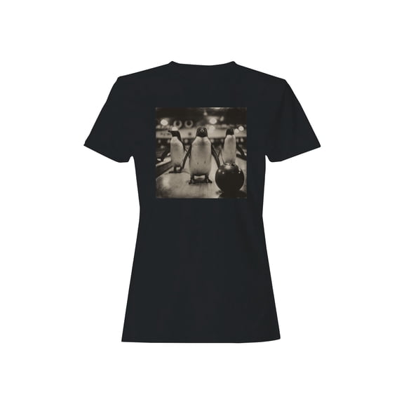 Bowling Penguins Vintage Scene Women's T-shirt