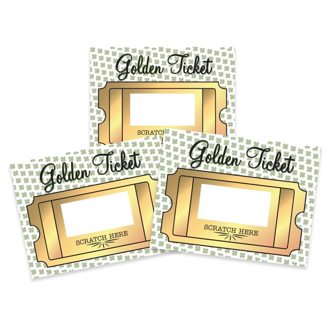DIY Make Your Own Scratch Off Golden Ticket Card St. Patrick's Day 20 Pack - 20 Pack (20 Cards/20 Scratch Off Stickers)