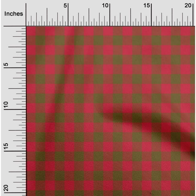 oneOone Polyester Lycra Dark Olive Green Fabric Gingham Check Sewing Craft Projects Fabric Prints By Yard 56 Inches Wide