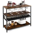 thumbnail image 4 of Yardi Yard Wine Rack Table With 4 Rows of Glass Holders, Wine Rack, Free Standing Floor, for Kitchen Dining Room, 4 of 9