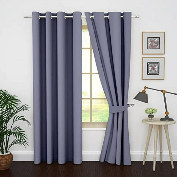 Ample Decor Blackout Curtain 46 x 63 inch Light Purple Set of 2 Panels, Room Darkening for Bedroom, Noise Reducing, Privacy Protection
