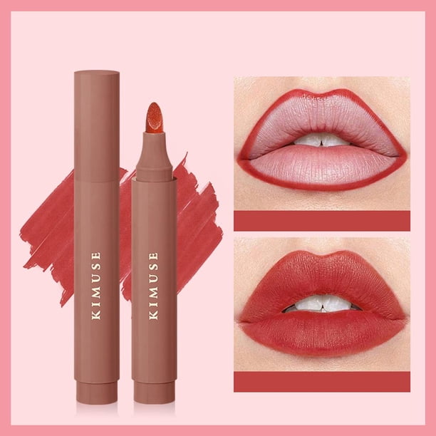 Ruifaya Lápiz delineador de labios de larga duración con punta de tinte labial mate W1B7 9 Lipglaze