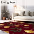 thumbnail image 2 of ODIKA 5'x7' Machine Washable Non-Slip Area Rug, Yuletide Ornament Splash with Bauble Cluster High Traffic Rug, Gold, 734842, 2 of 7