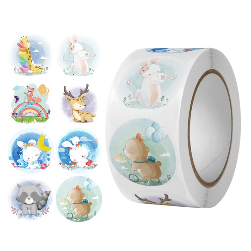 ZUARFY Novelty Sticker 500pcs/roll Pvc Cartoon Stickers Aesthetic