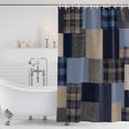 thumbnail image 2 of Navy Blue Gingham Shower Curtain Set - Small 36" x 72" Washable Bathtub Curtain with 12 Hooks, Abstract Plaid Solid Color Patchwork Waterproof Fabric Stall Shower Curtains for Bathroom/Bathtub Décor, 2 of 8