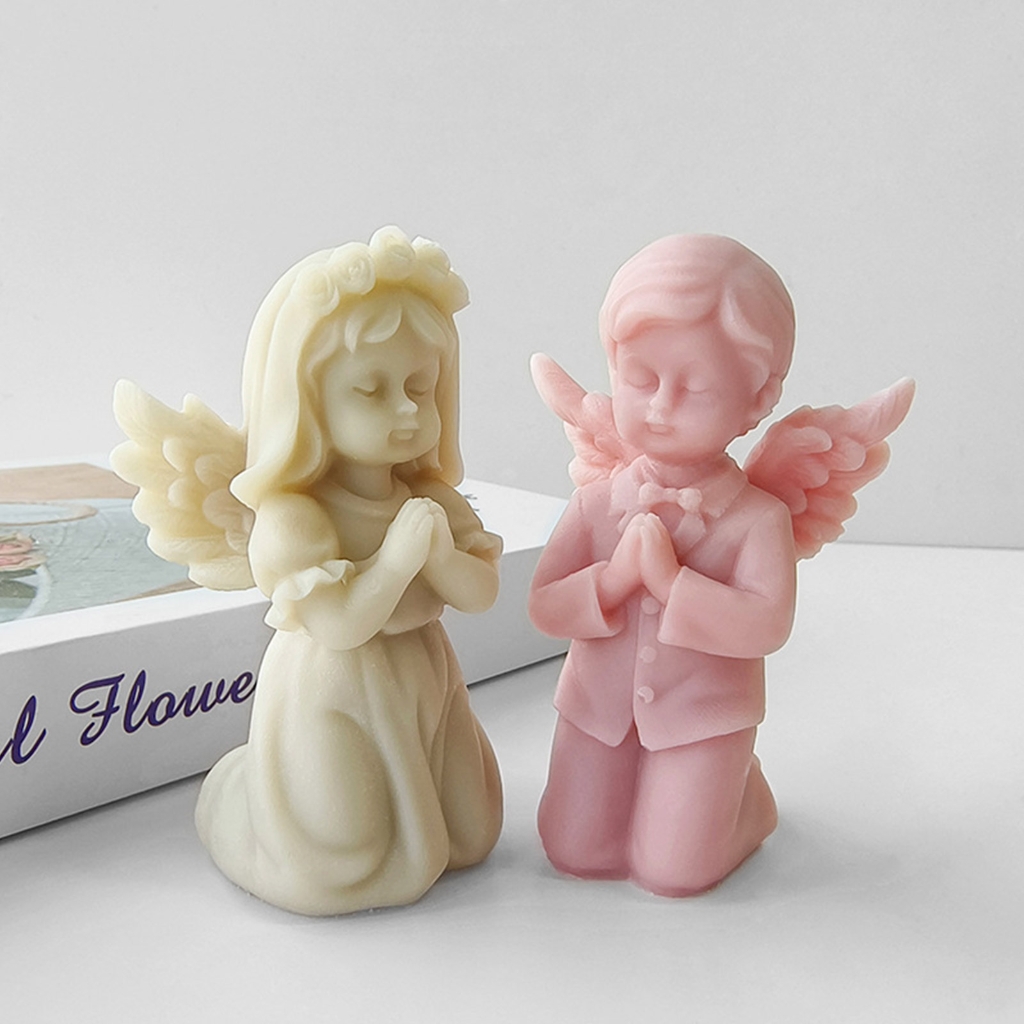 COMEET Candle Moulds, 3D Prayer Girl Silicone Fondant Mold Epoxy Resin Mold Pottery Plaster Chocolate Cake Decoration Kitchen Baking