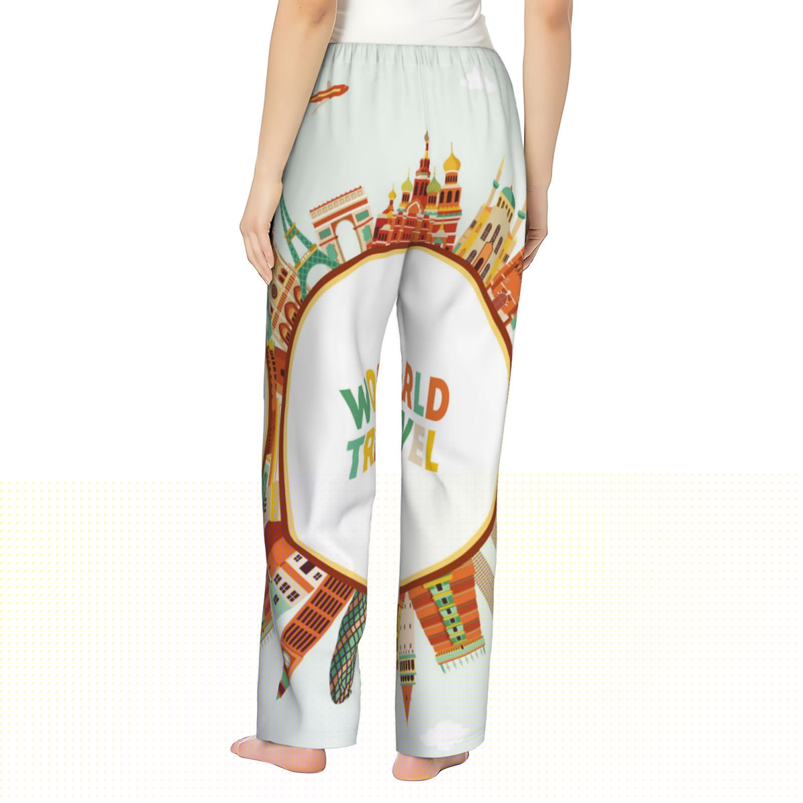 thumbnail image 3 of Sigee World Travel3 Print Women's Soft Pajama Pants - Breathable and Comfortable Lounge Sleep Bottoms with Elastic Waistband and Pockets-XX-Large, 3 of 9
