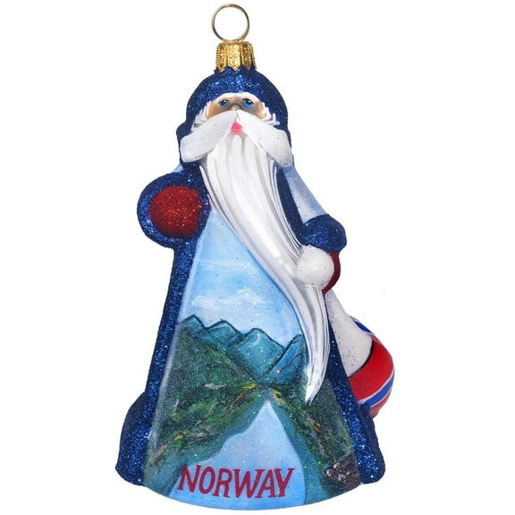 Glitterazzi Norway Santa Polish Glass Christmas Ornament