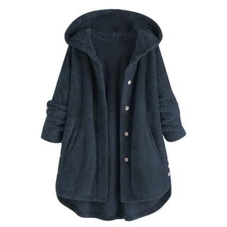 

Scrub Fleece Jacket Fashion Womens Long Sleeve Loose Solid Coat Custom Casual Women Winter Hooded Coat Plus Size Women s Coats