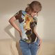 thumbnail image 3 of Balery Daisy Flower Field Cow Body de cuello redondo de manga corta para mujer Tops de manga corta Tops básicos-X-Large, 3 of 7