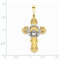 thumbnail image 2 of 14K Yellow Gold and 14K White Gold Two Tone Celtic Cross Claddagh Large Pendant Charm, 2 of 2